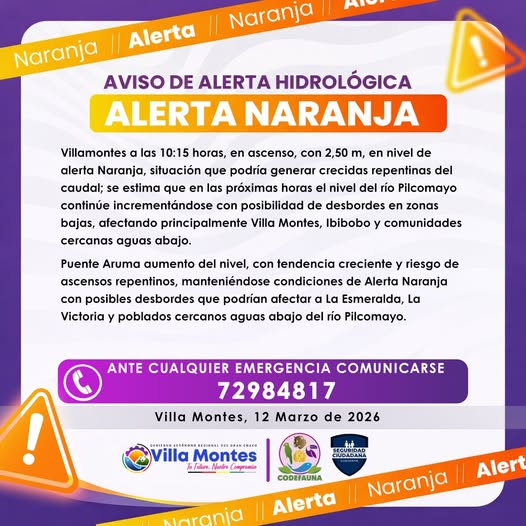 Alerta Naranja: Crece el caudal en el río Pilcomayo en Villa Montes